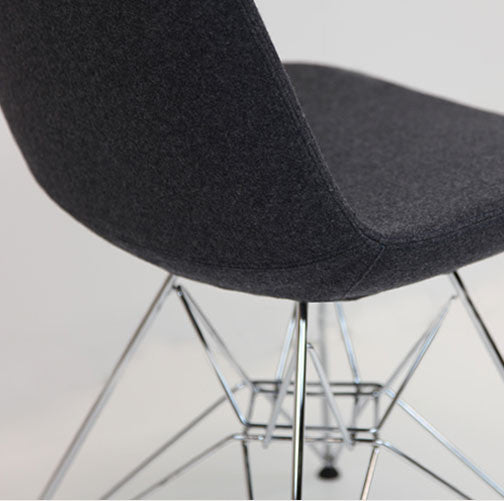 Eiffel Tower modern dining chair in grey wool 