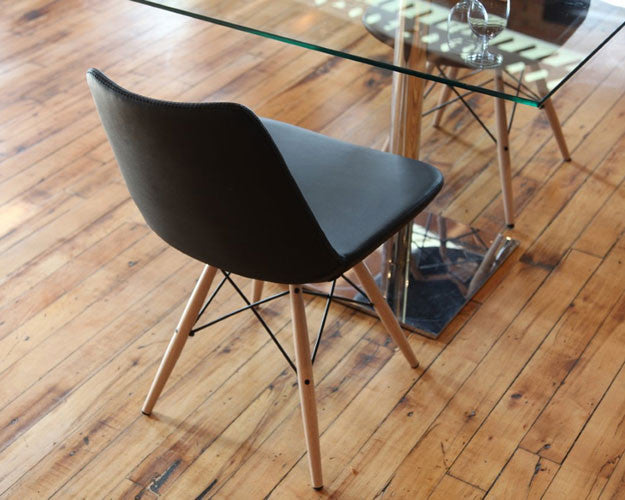 Eiffel MW modern dining chair with black leaterette