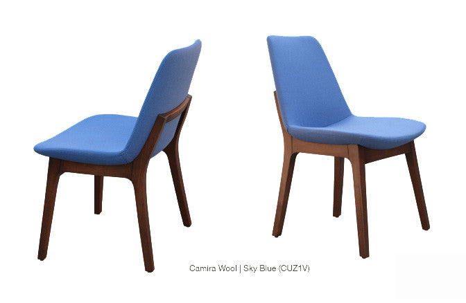 Eiffel Wood Chair  - Sky Blue Wool