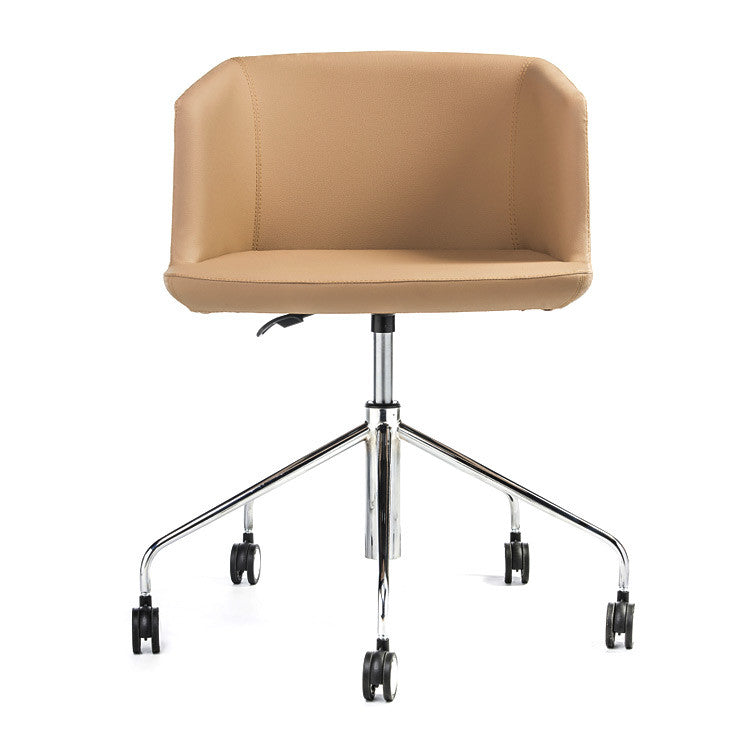 Modern small scale cream leather office chair | 212Concept