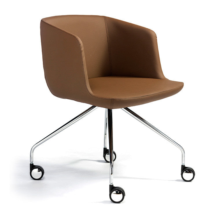 Modern small scale brown leather office chair | 212Concept