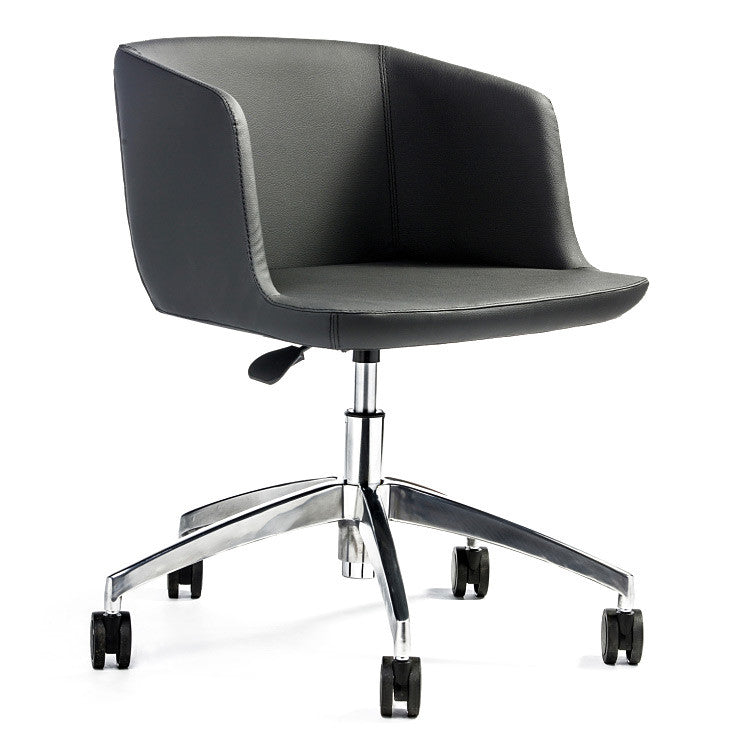 Modern small scale black leather office chair | 212Concept