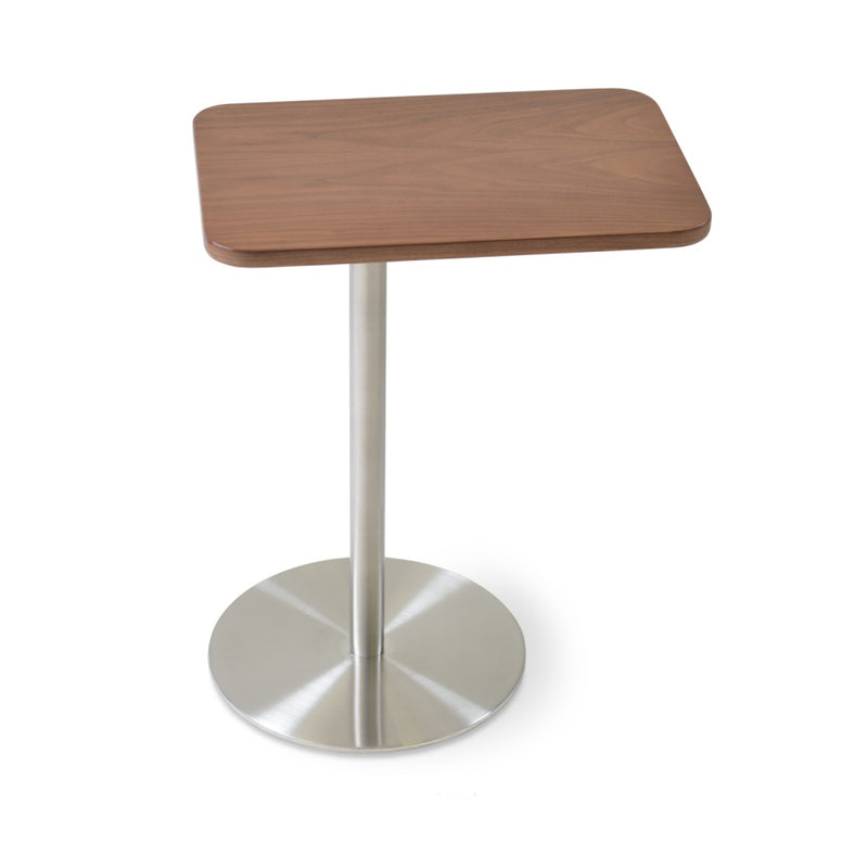 Harvard End Table Swivel Stainless Steel with Walnut Vaneer