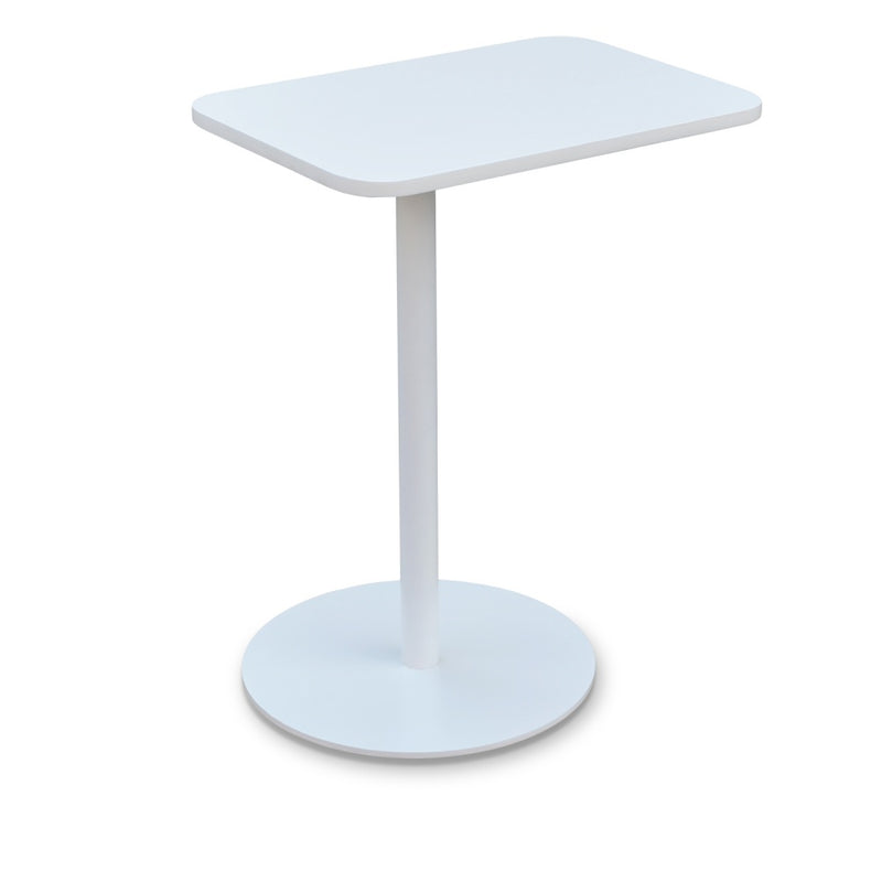 Harvard End Table Swivel White Paint Steel with White Lacquer