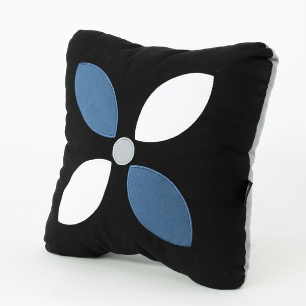 Floral design modern pillow in black and blue