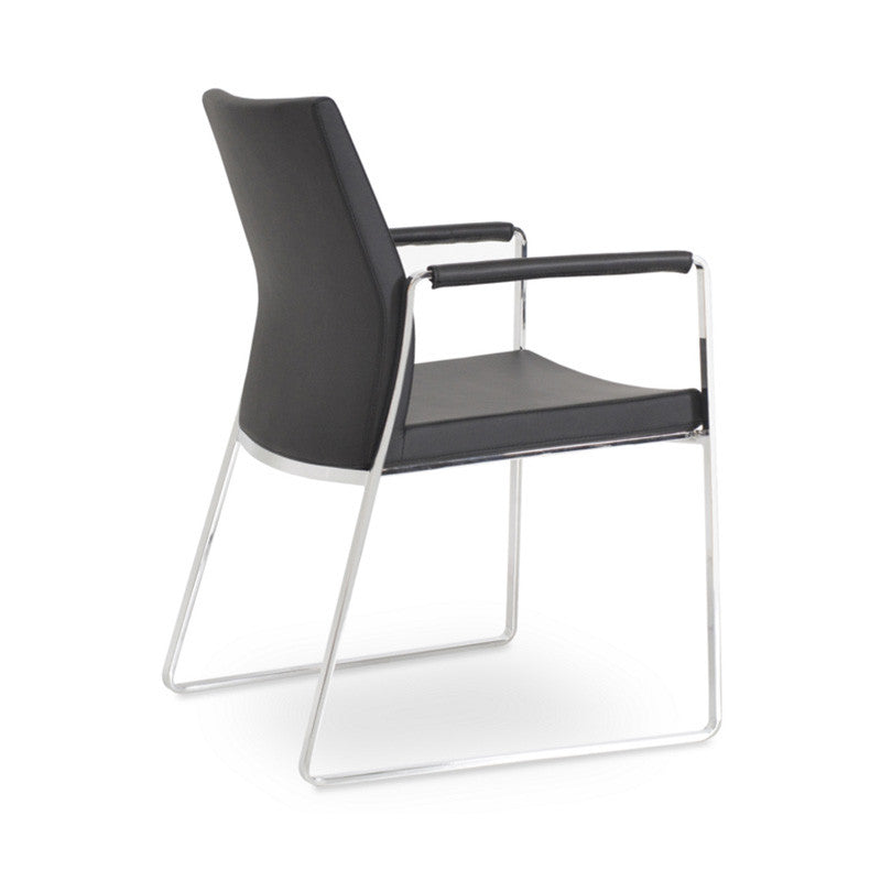 Buy Curved Minimal Design Steel Frame Sled Armchair | 212Concept