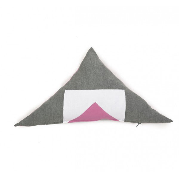 Pink and grey triangle cushion - made in spain