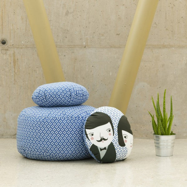 Modern Round Folk Blue Puff XL | 212Concept