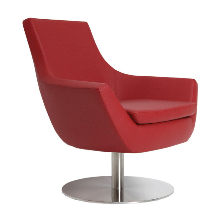 Red Leatherette Swivel Armchair