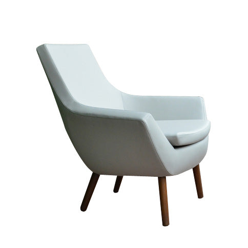 Rebecca Chair -  Wood Base - White Leatherette