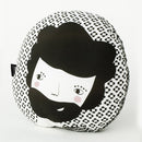 Modern Round Folk Pillow in Black Print | 212Concept