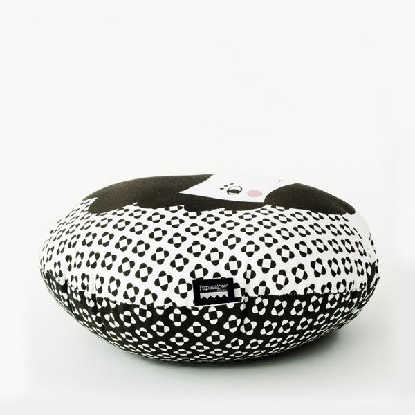 Modern Round Folk Pillow in Black Print | 212Concept
