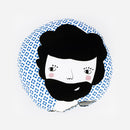 Modern Round Folk Design Pillow in Blue Print | 212Concept