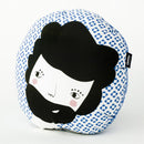 Modern Round Folk Design Pillow in Blue Print | 212Concept