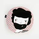 Modern Round Folk Design Pillow in Red Print | 212Concept