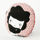Modern Round Folk Design Pillow in Red Print | 212Concept