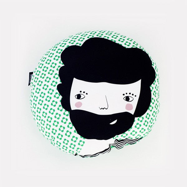 Modern Round Folk Design Pillow in Green Print | 212Concept