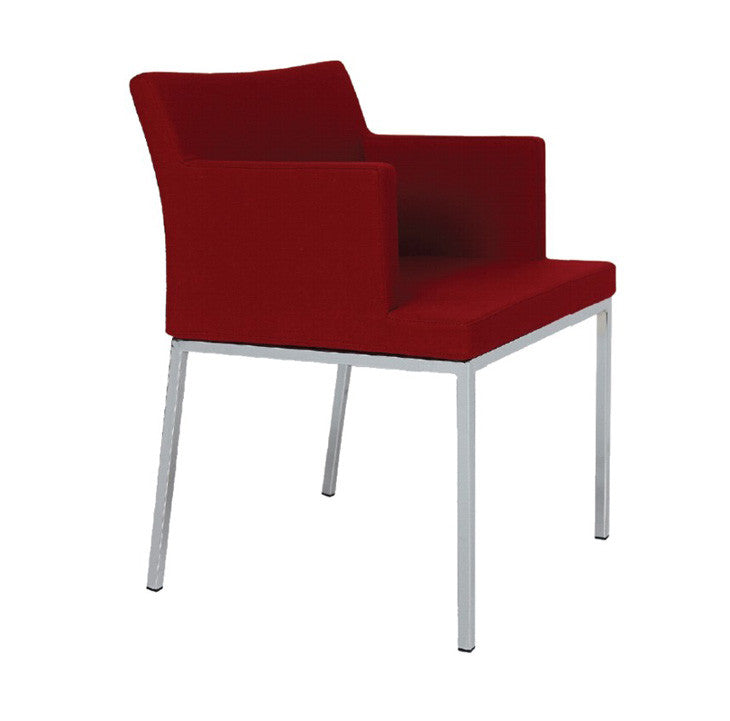 Red Wool Chrome Chair