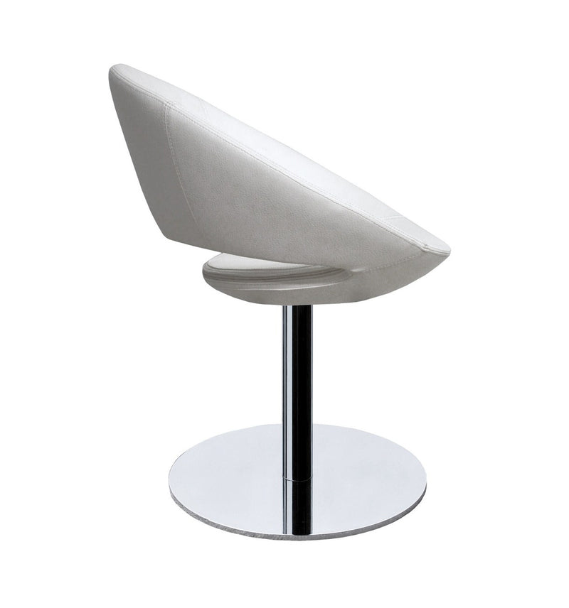 Crescent modern swivel chair in bone leatherette 